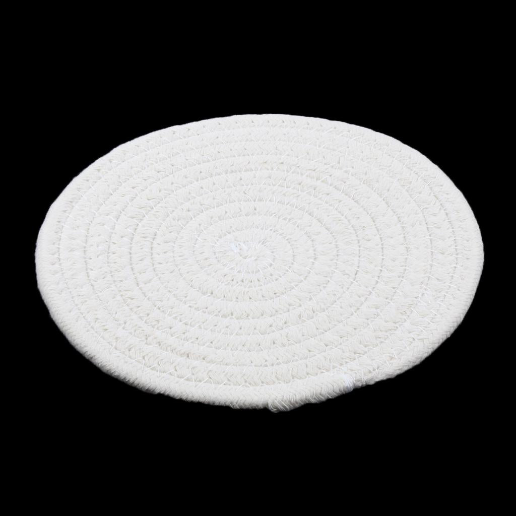 18cm Cotton Braided Round Table Placemat Heat Resistant Mat White