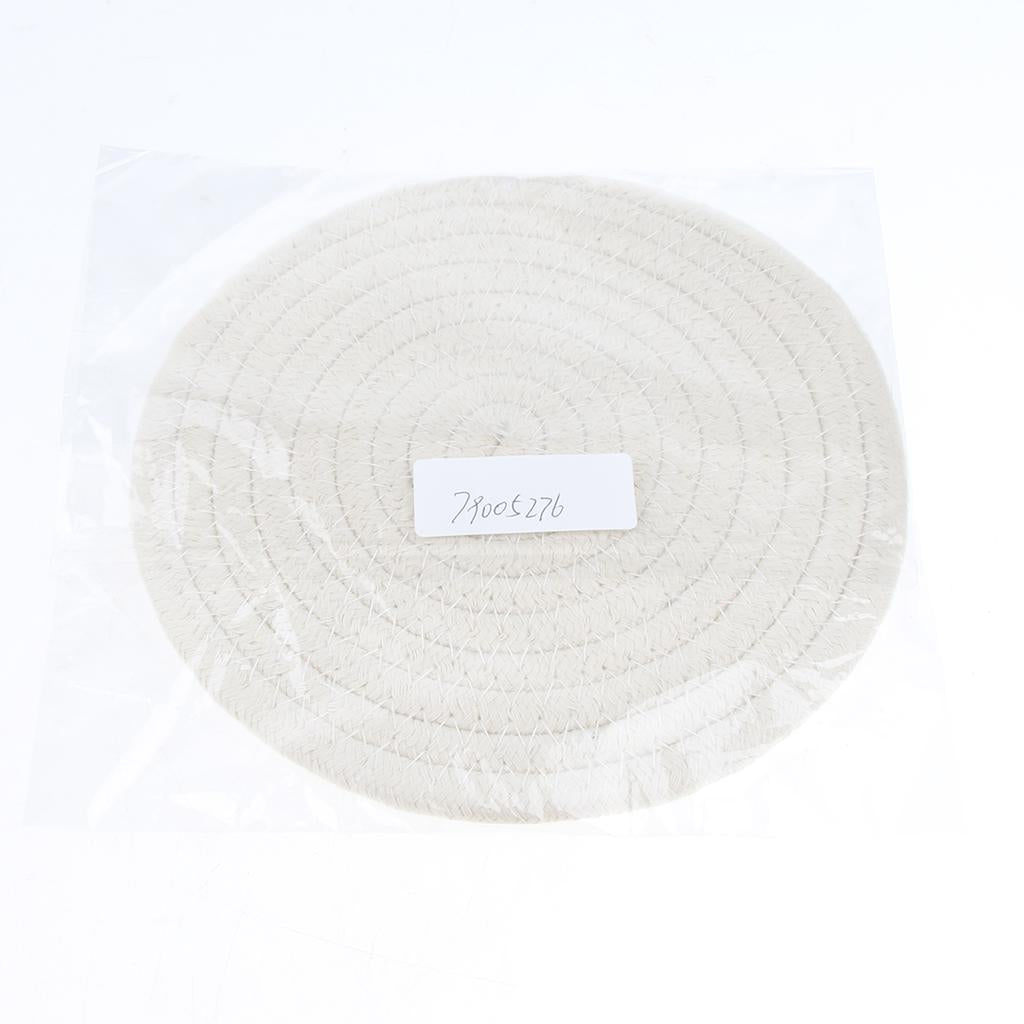 18cm Cotton Braided Round Table Placemat Heat Resistant Mat White