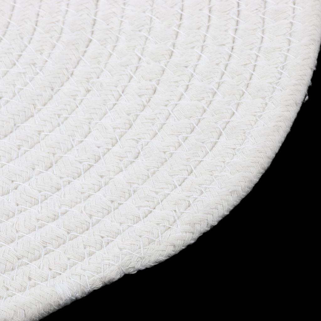 30cm Cotton Braided Round Table Placemat Heat Resistant Mat White