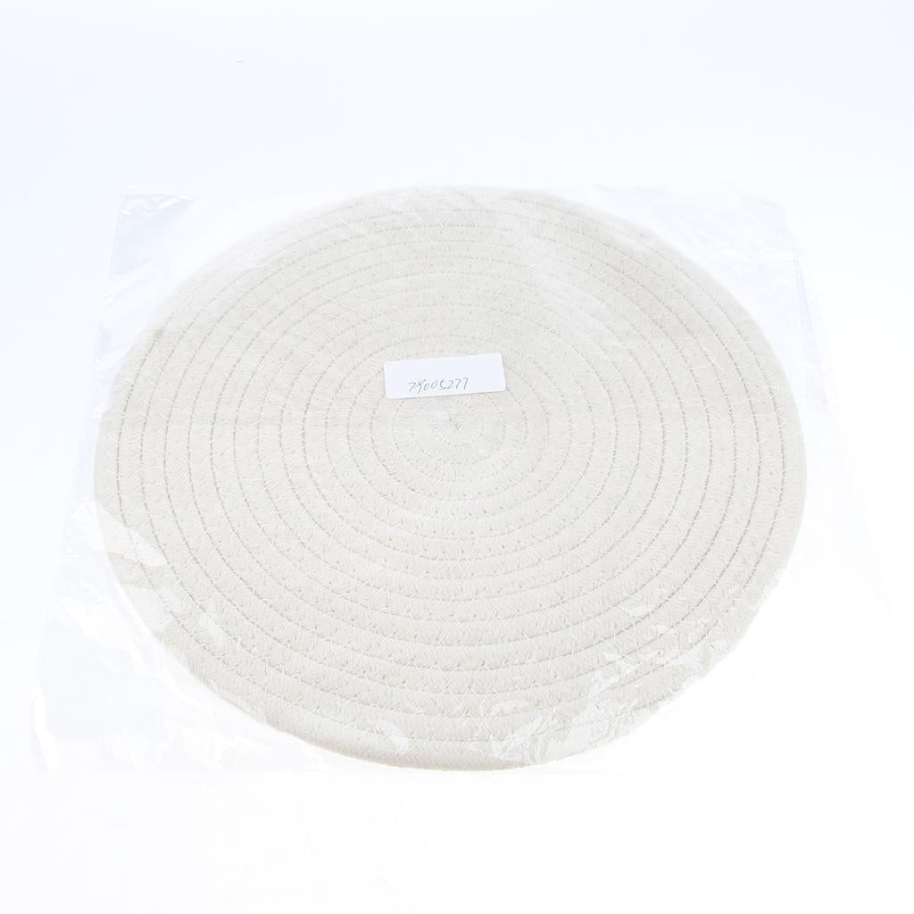 30cm Cotton Braided Round Table Placemat Heat Resistant Mat White