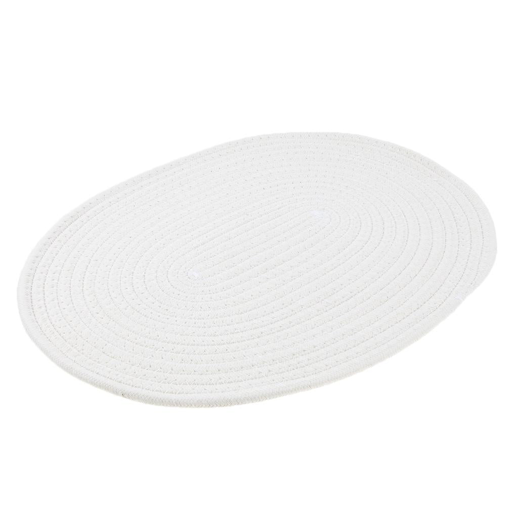 30 x 40cm Cotton Braided Oval Table Placemat Heat Resistant Mat White