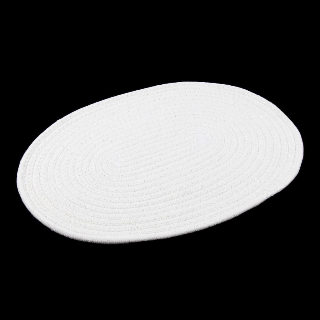 30 x 40cm Cotton Braided Oval Table Placemat Heat Resistant Mat White