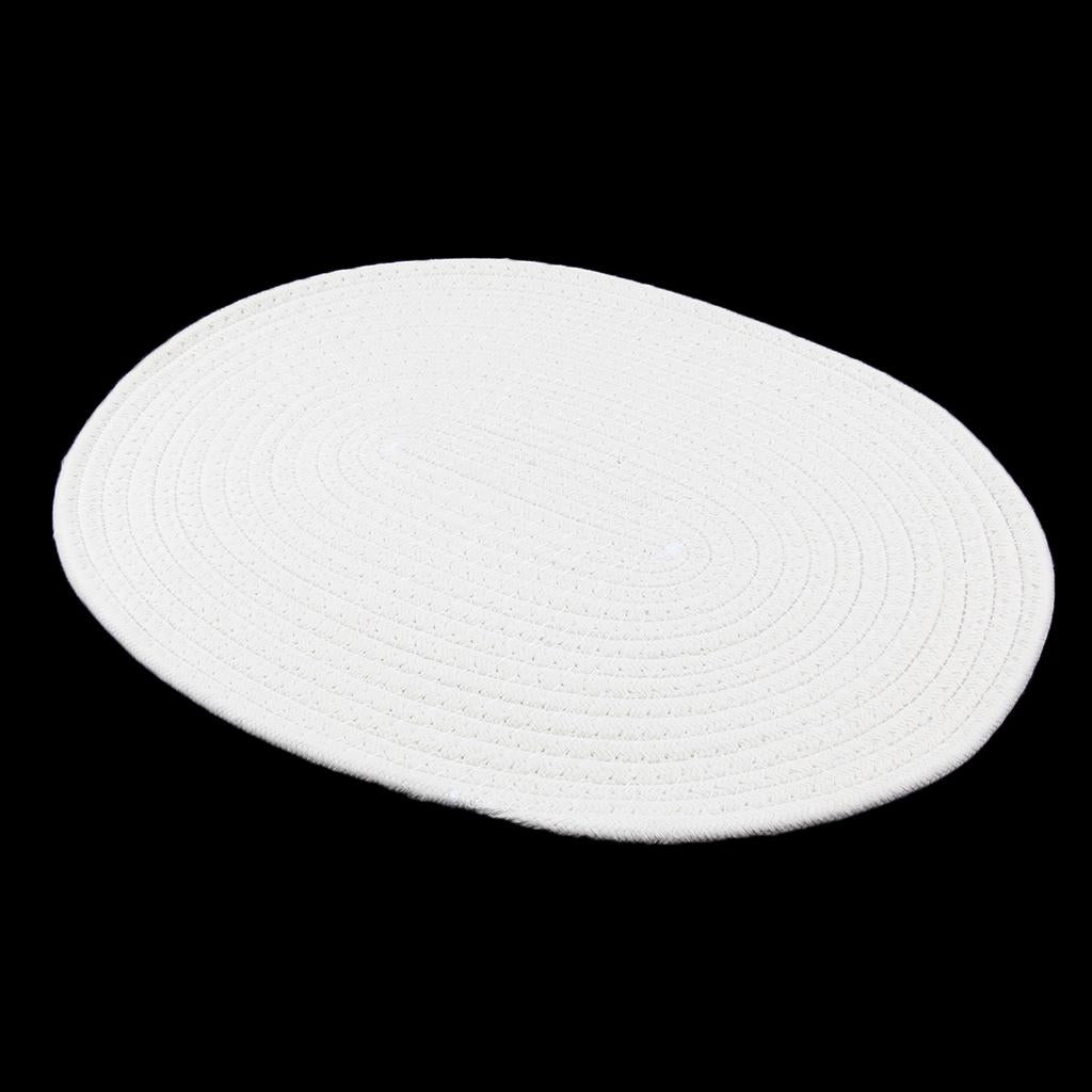 30 x 40cm Cotton Braided Oval Table Placemat Heat Resistant Mat White