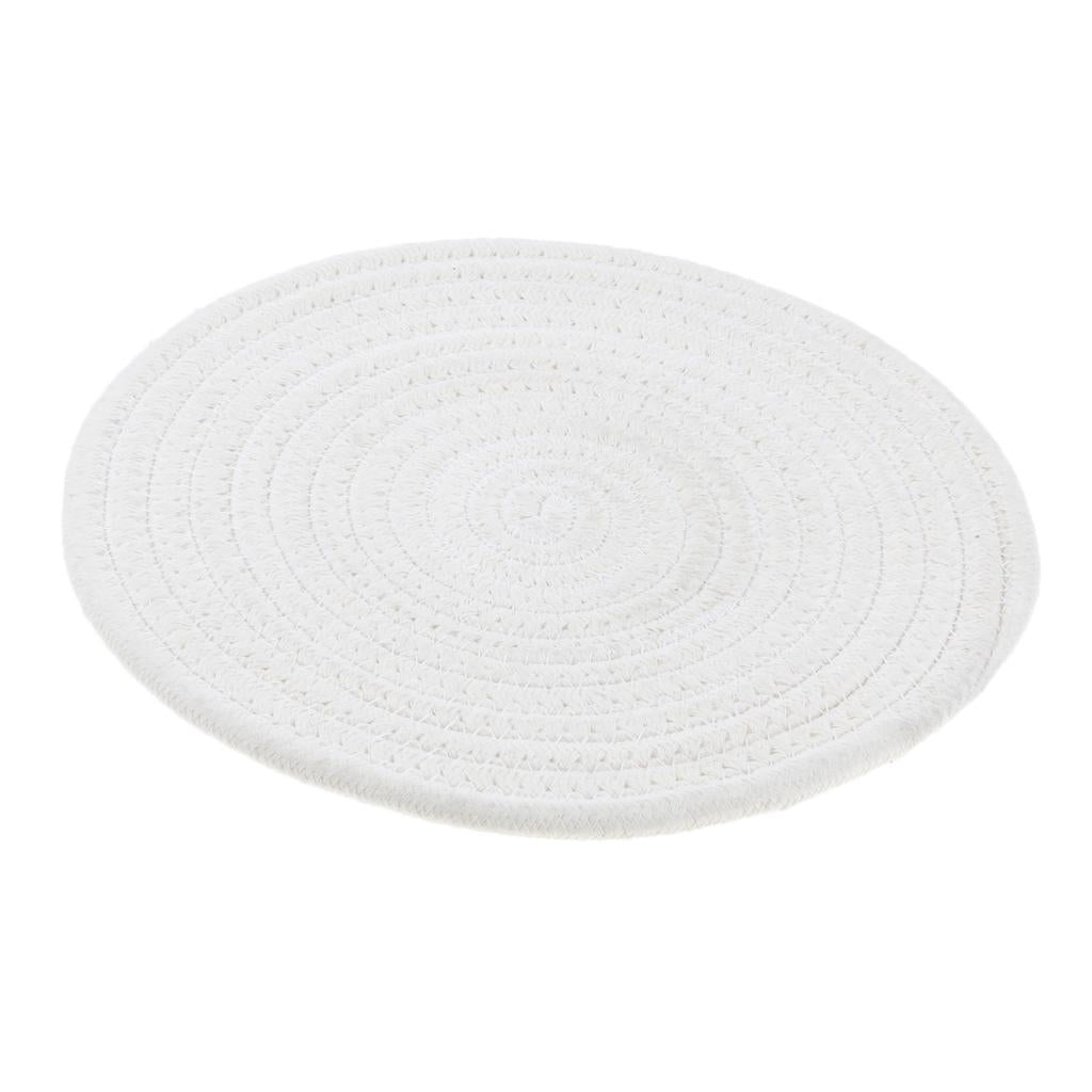 24cm Cotton Braided Round Table Placemat Heat Resistant Mat White