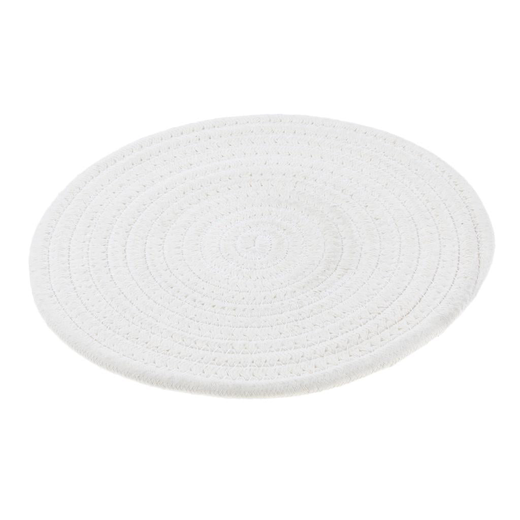 24cm Cotton Braided Round Table Placemat Heat Resistant Mat White