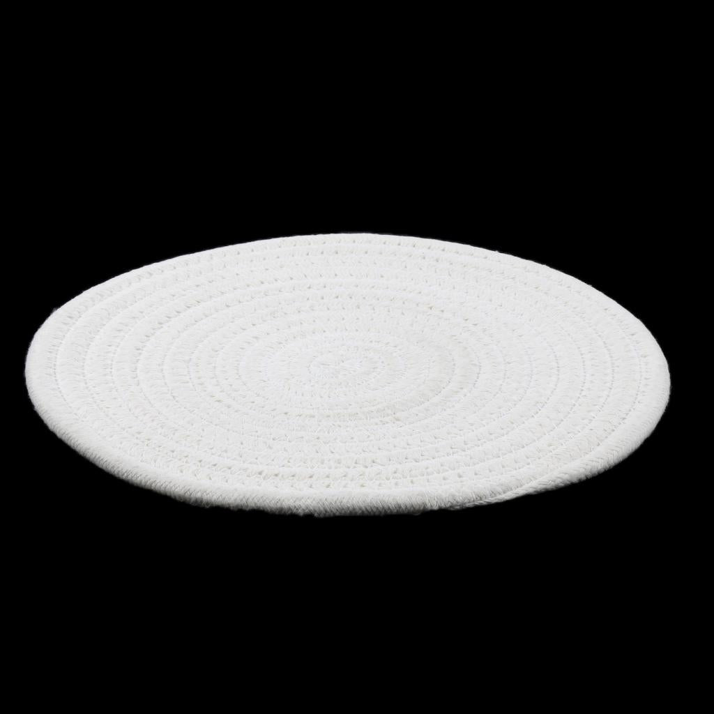 24cm Cotton Braided Round Table Placemat Heat Resistant Mat White