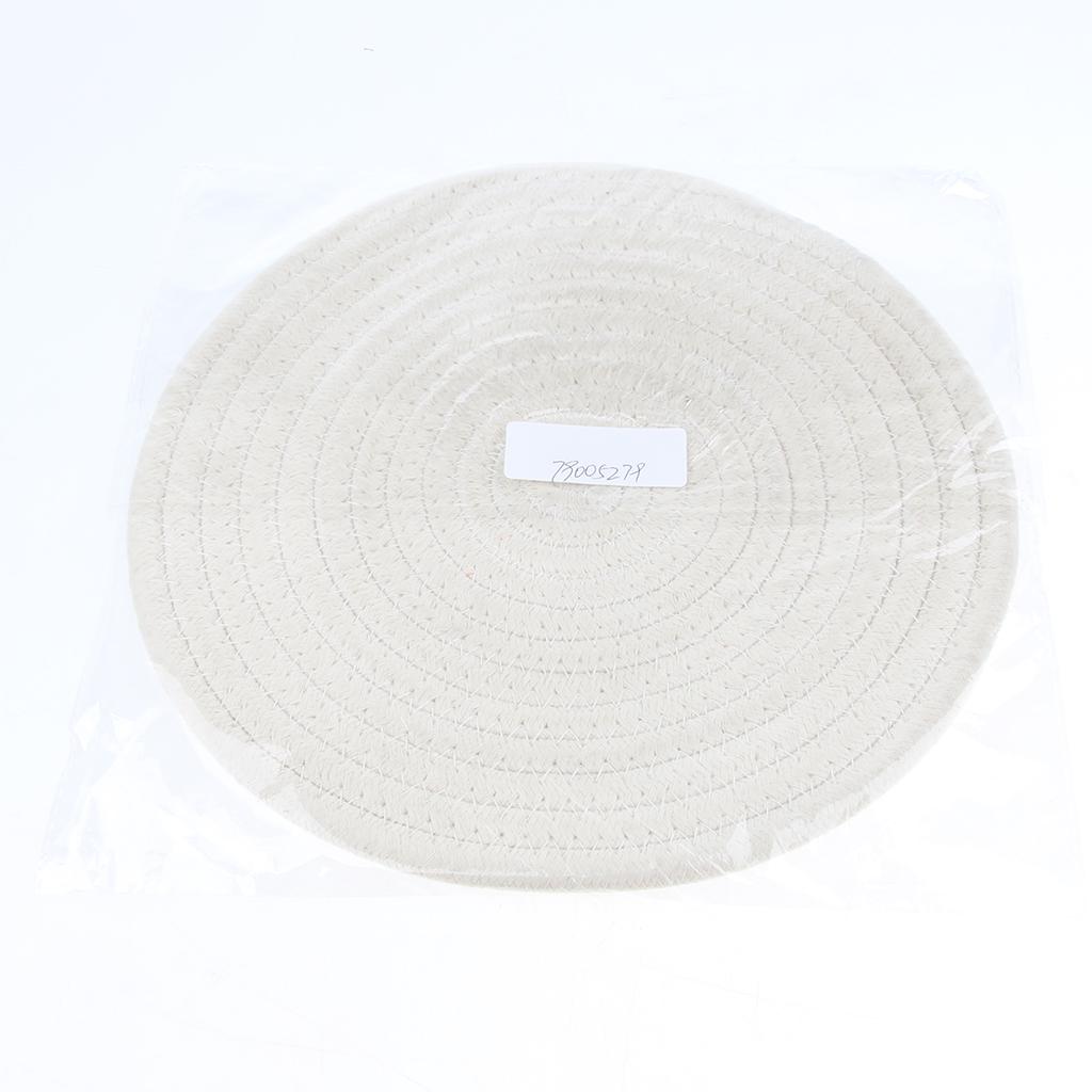 24cm Cotton Braided Round Table Placemat Heat Resistant Mat White