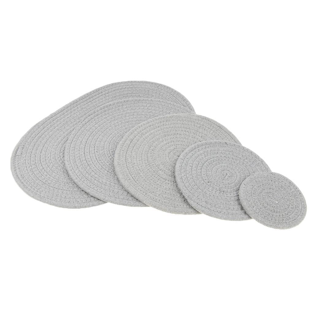 11cm Cotton Braided Round Table Placemat Heat Resistant Mat Grey