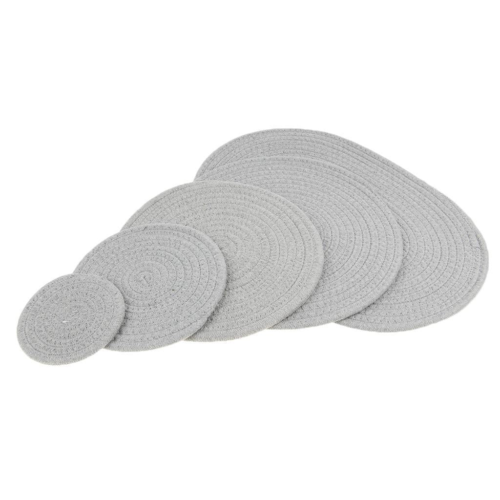 11cm Cotton Braided Round Table Placemat Heat Resistant Mat Grey