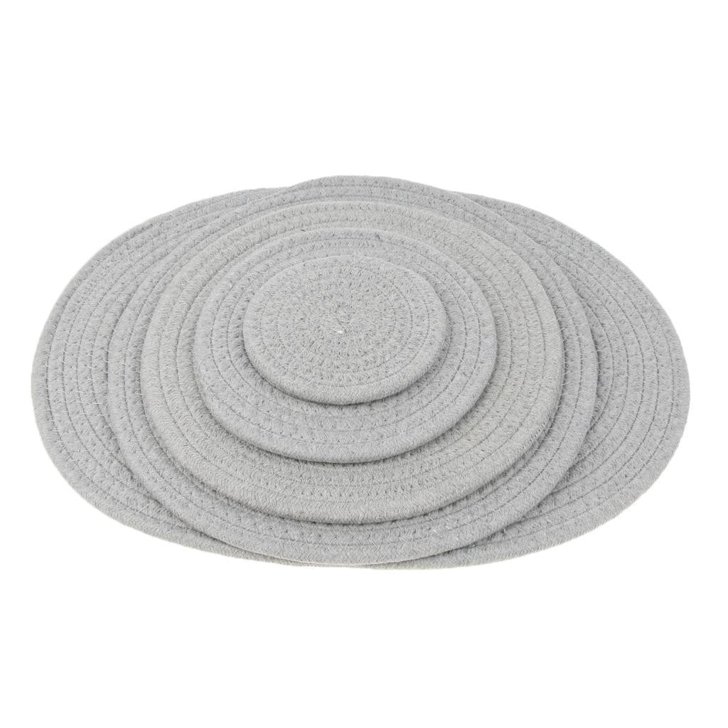 11cm Cotton Braided Round Table Placemat Heat Resistant Mat Grey