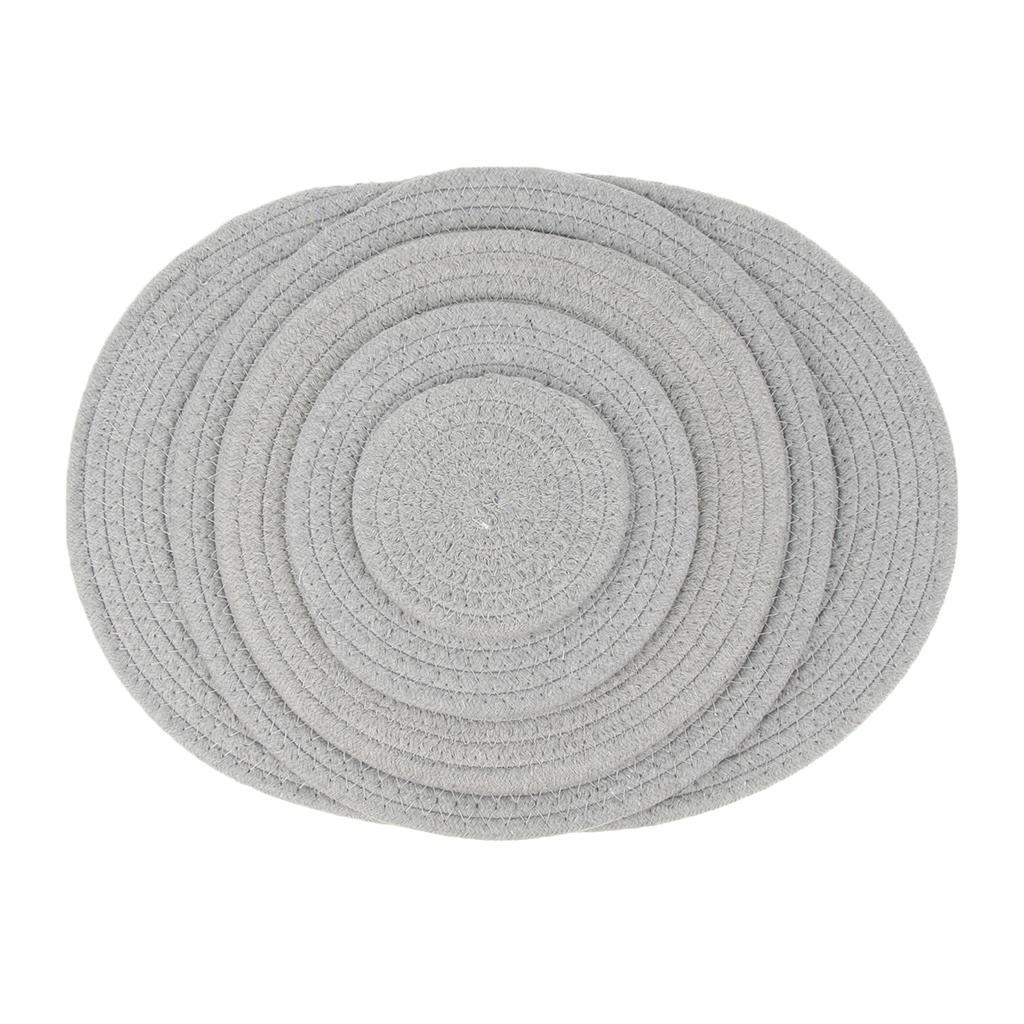 11cm Cotton Braided Round Table Placemat Heat Resistant Mat Grey