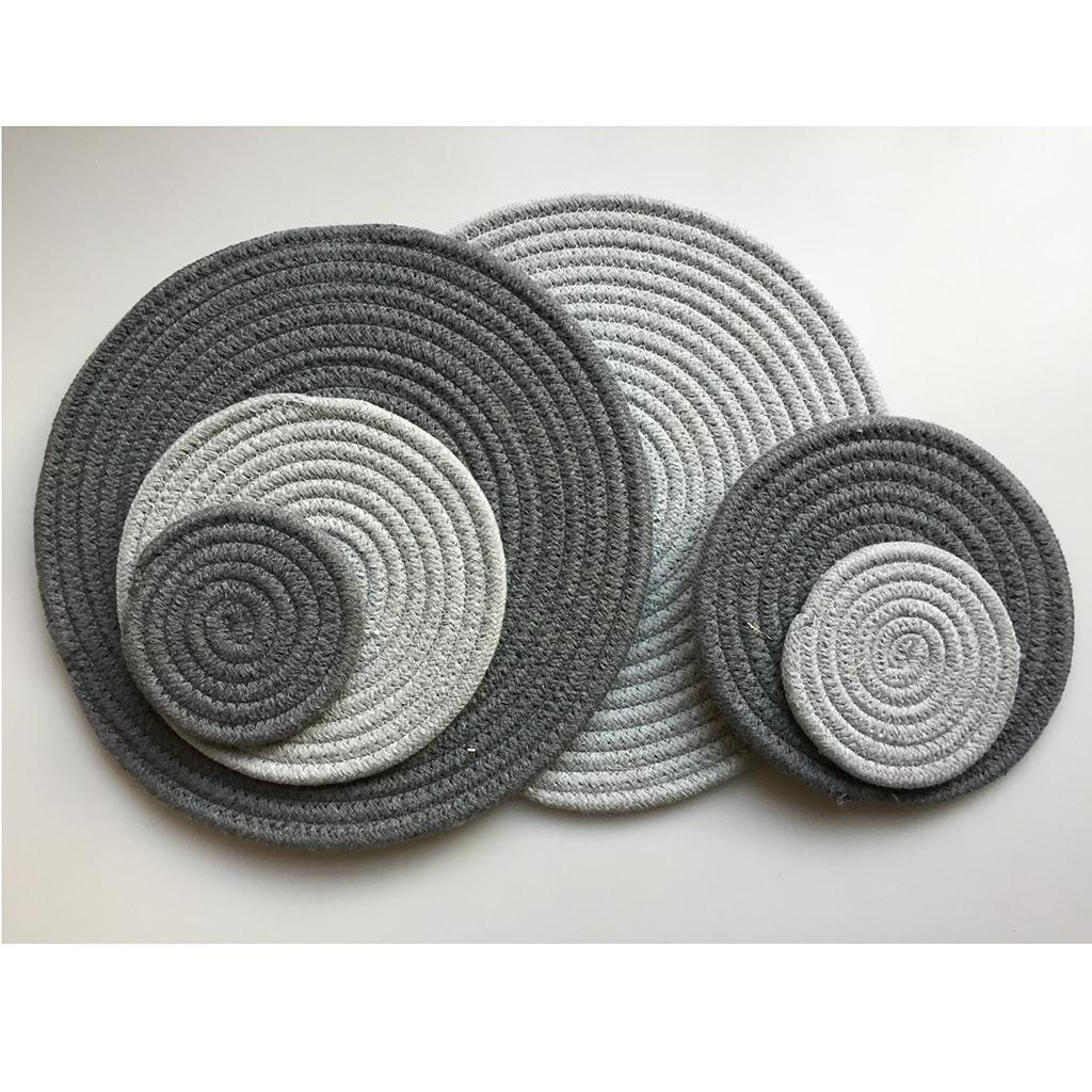 11cm Cotton Braided Round Table Placemat Heat Resistant Mat Grey