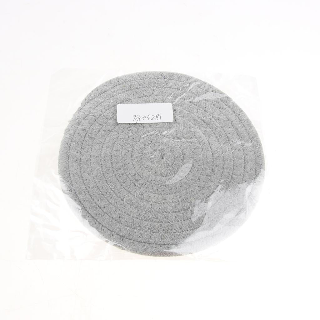 18cm Cotton Braided Round Table Placemat Heat Resistant Mat Grey