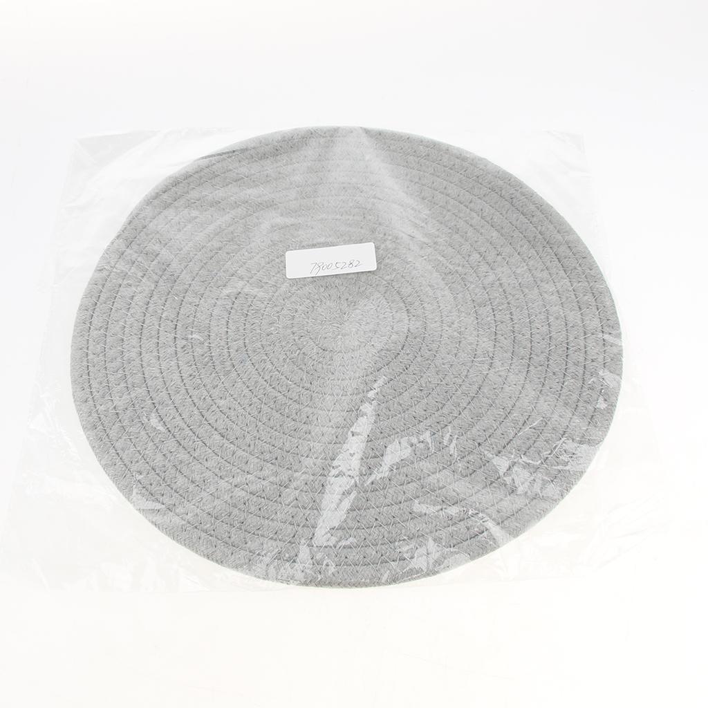 Round Cotton Braided Table Placemats Non-Slip Coaster Table Mats Gray 30cm