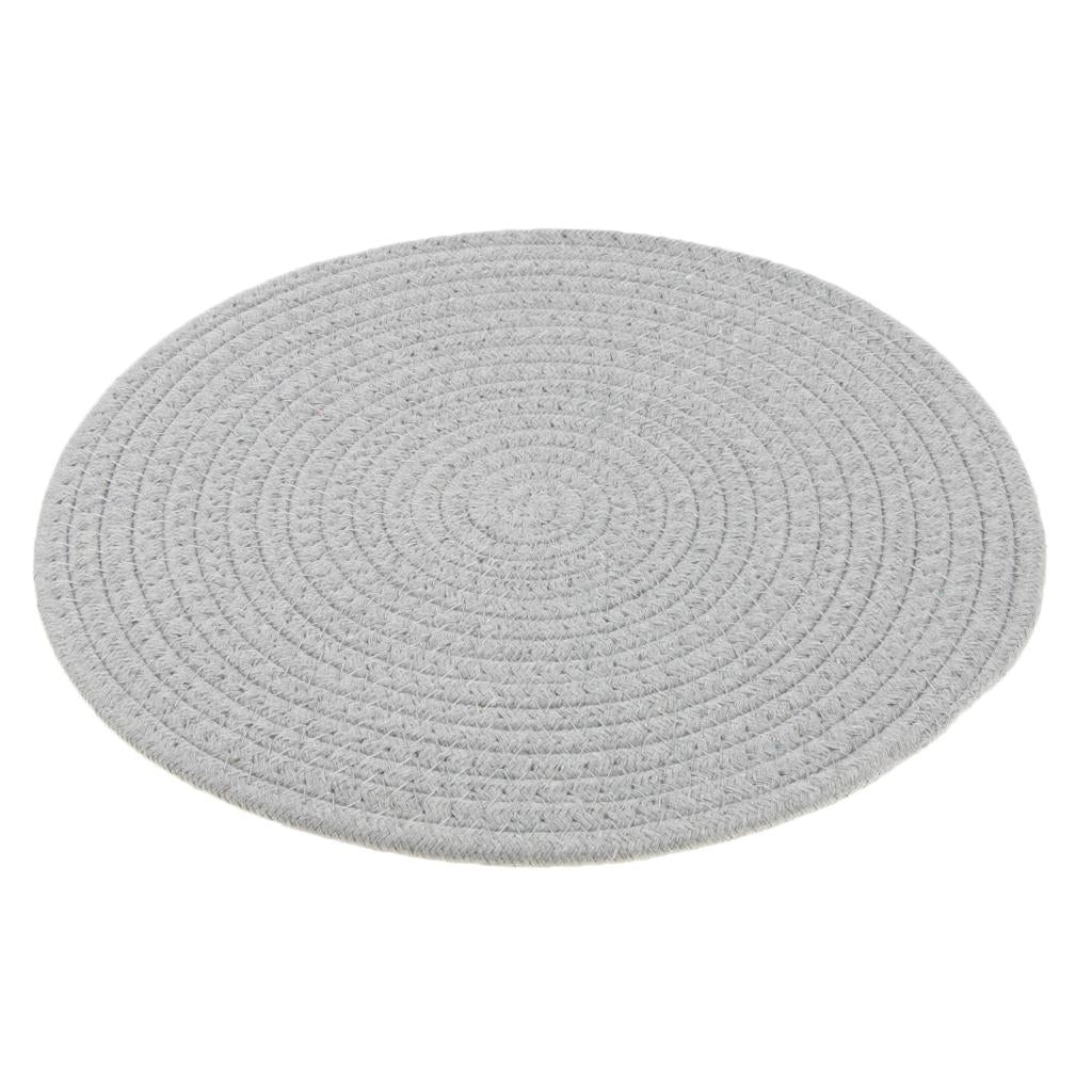 Round Cotton Braided Table Placemats Non-Slip Coaster Table Mats Gray 30cm