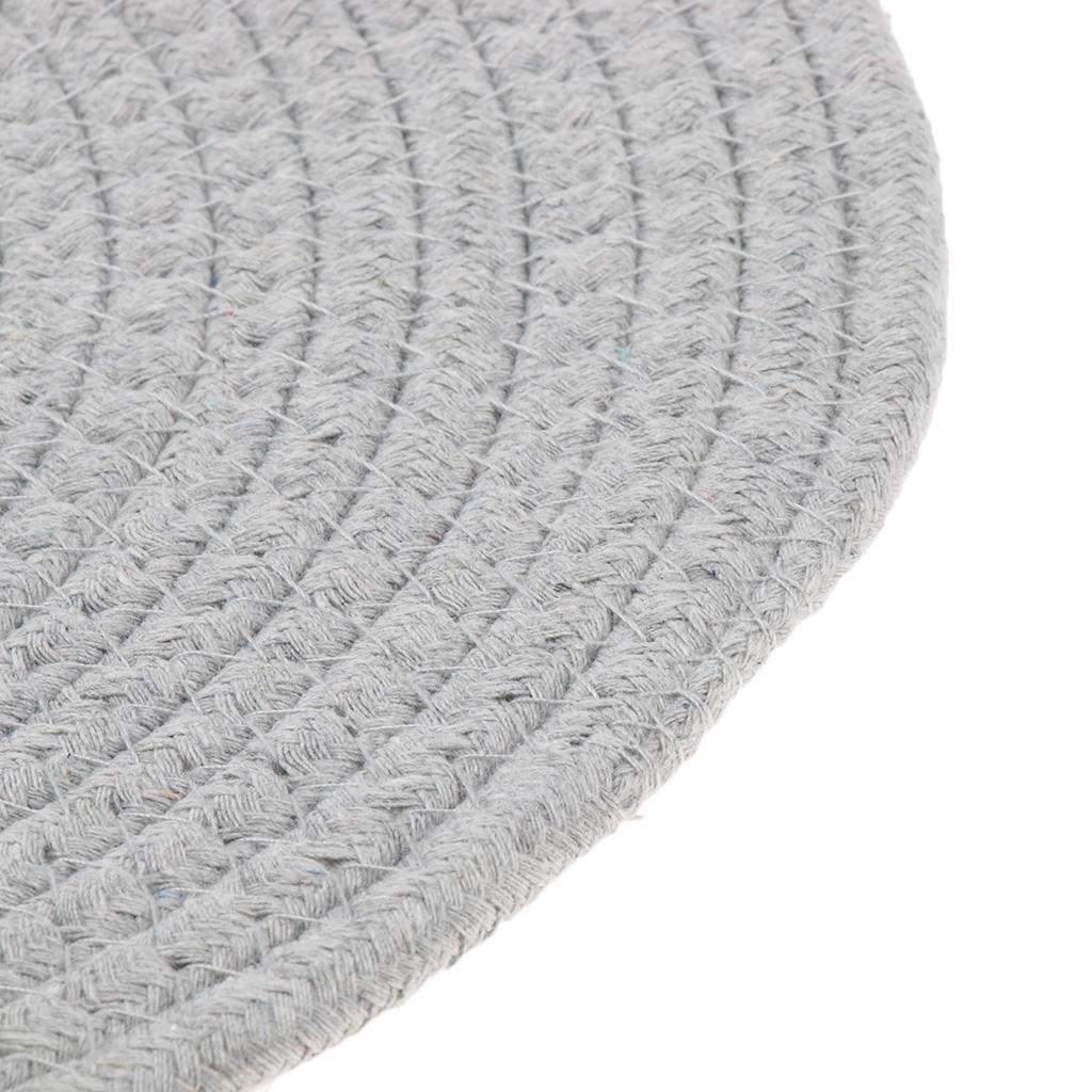 Round Cotton Braided Table Placemats Non-Slip Coaster Table Mats Gray 30cm