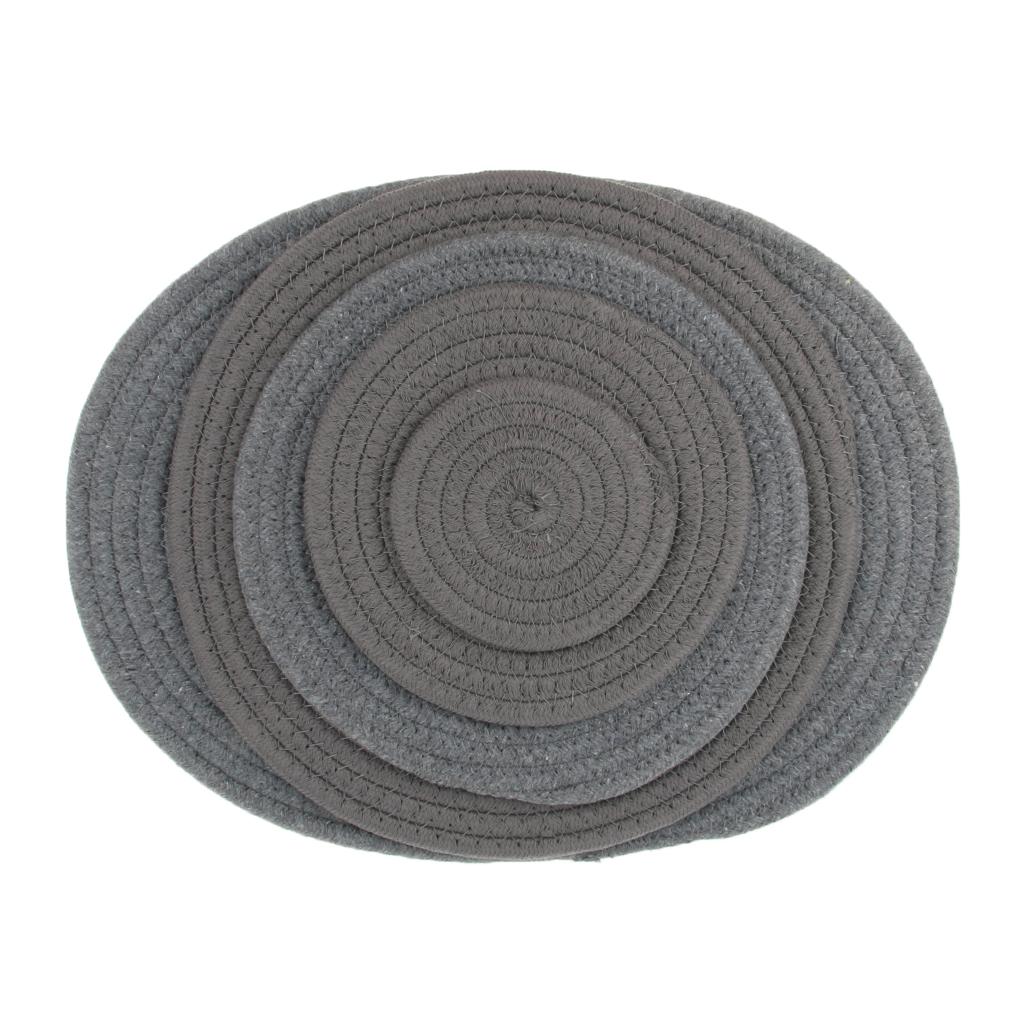 11cm Cotton Braided Round Table Placemat Heat Resistant Mat Coal