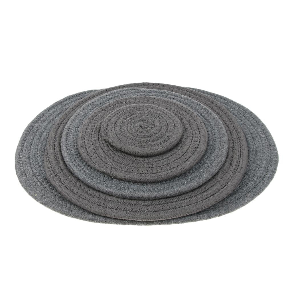 11cm Cotton Braided Round Table Placemat Heat Resistant Mat Coal