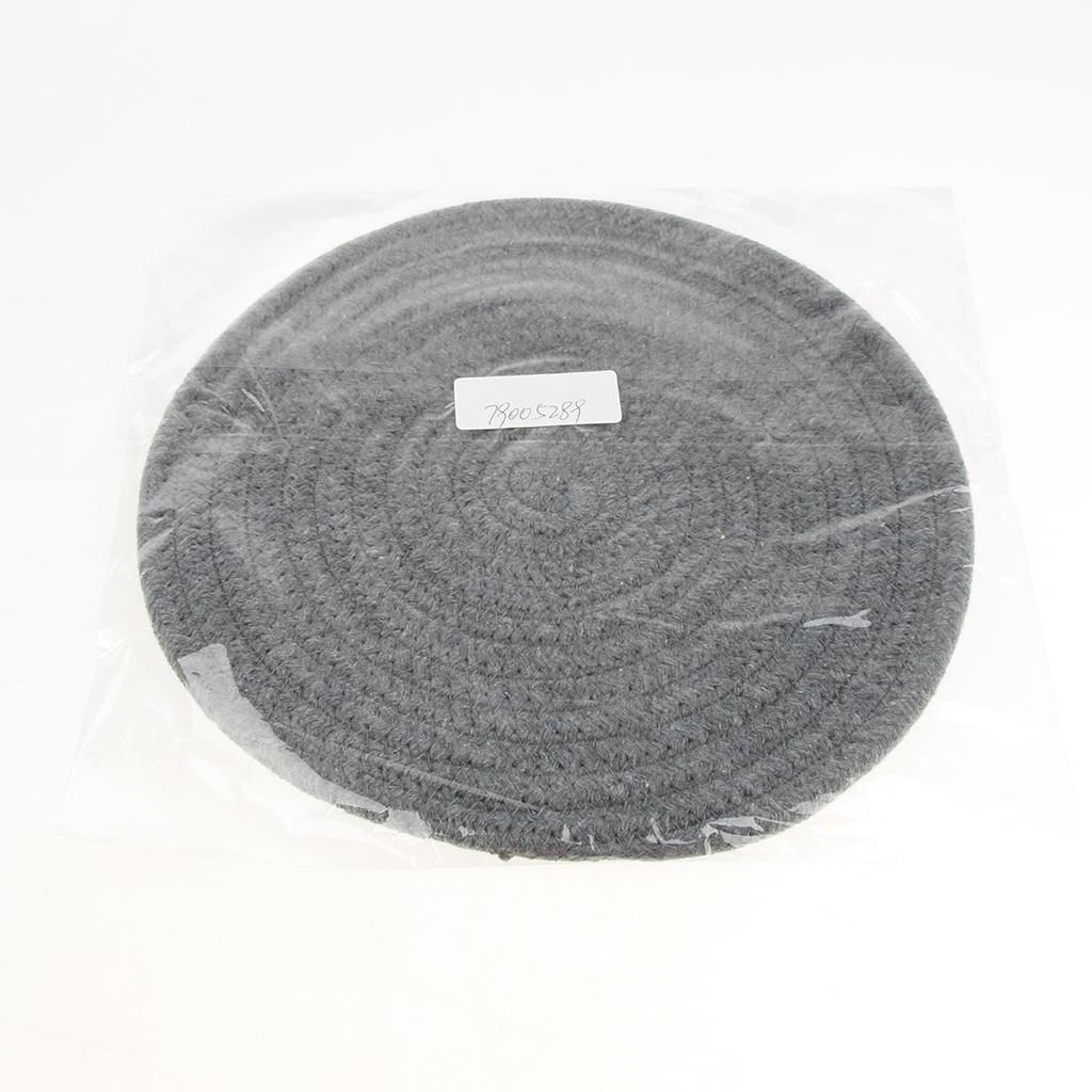 24cm Cotton Braided Round Table Placemat Thermal Insulation Mat Dark Grey