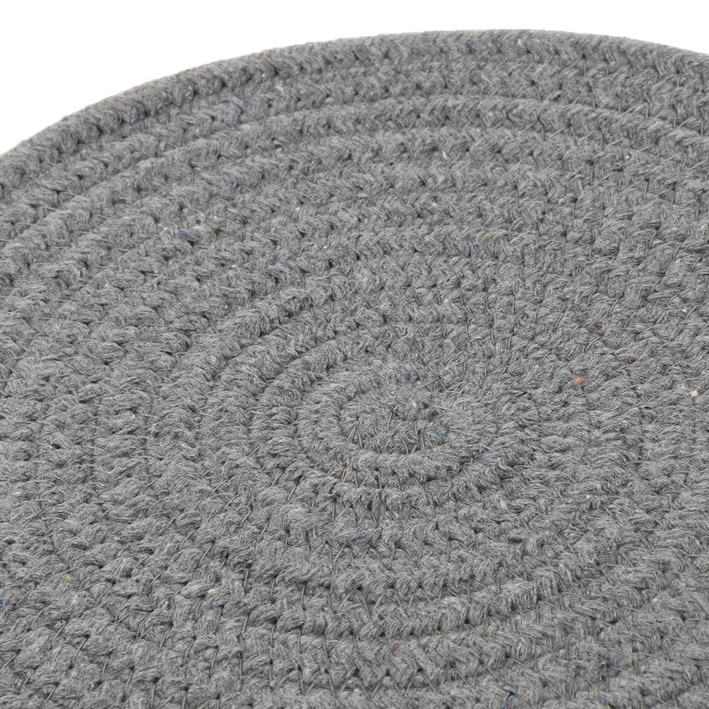 24cm Cotton Braided Round Table Placemat Thermal Insulation Mat Dark Grey