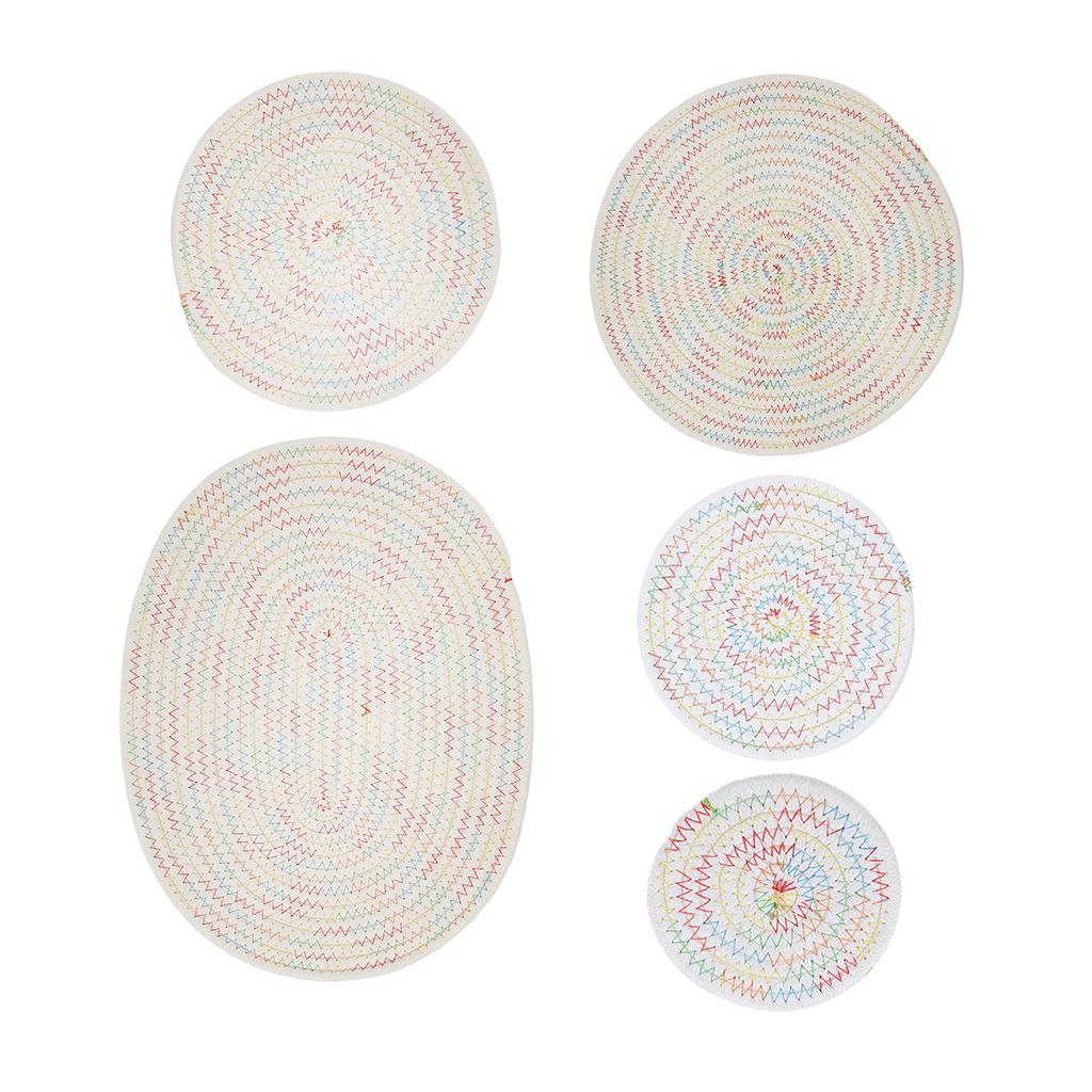 11cm Cotton Braided Round Table Placemat Heat Resistant Mat Multi-colored