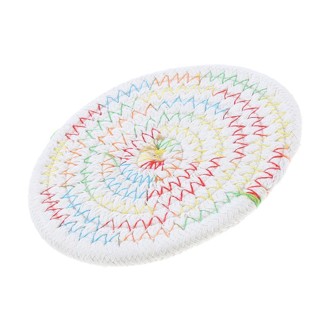 11cm Cotton Braided Round Table Placemat Heat Resistant Mat Multi-colored