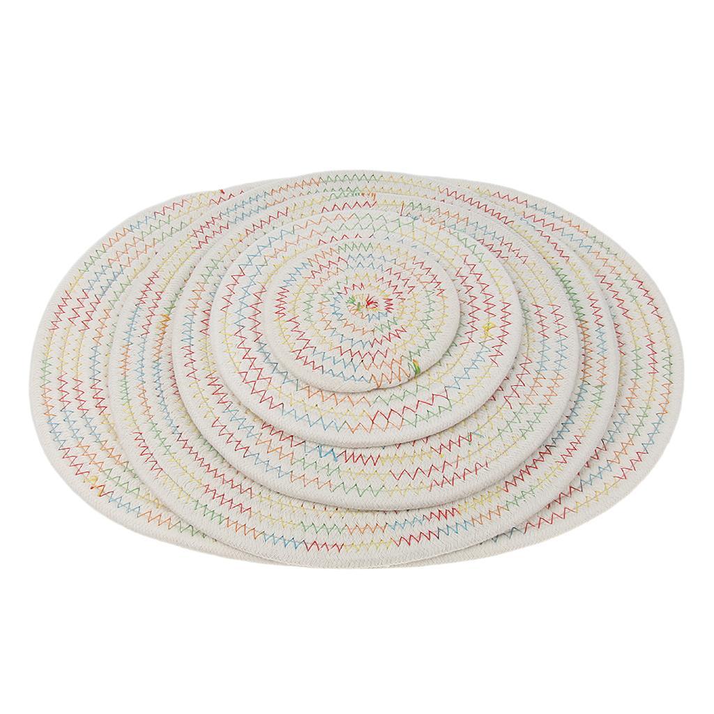 11cm Cotton Braided Round Table Placemat Heat Resistant Mat Multi-colored