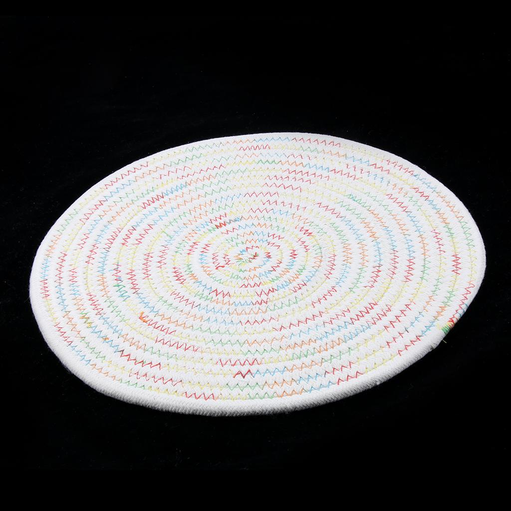 30cm Simple Round Cotton Braided Woven Table Placemat Mat Coaster, Washable