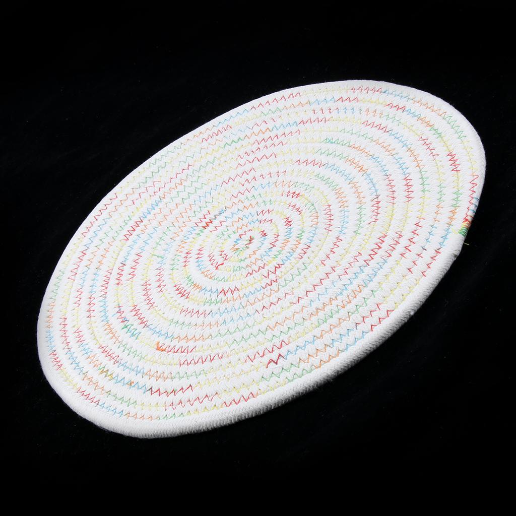 30cm Simple Round Cotton Braided Woven Table Placemat Mat Coaster, Washable