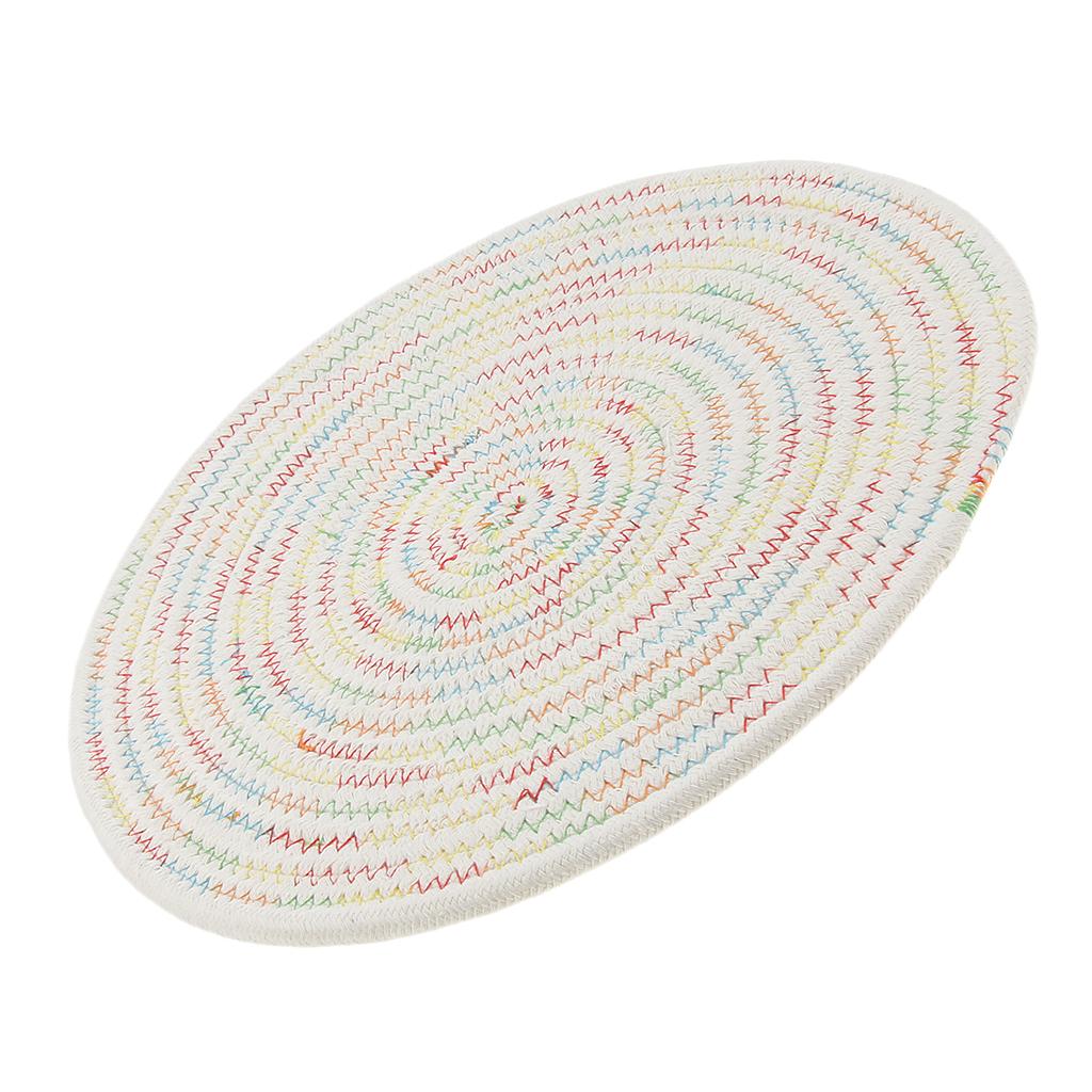 30cm Simple Round Cotton Braided Woven Table Placemat Mat Coaster, Washable