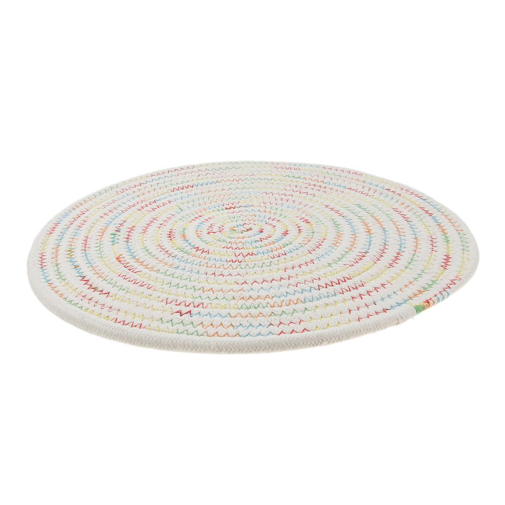 30cm Simple Round Cotton Braided Woven Table Placemat Mat Coaster, Washable