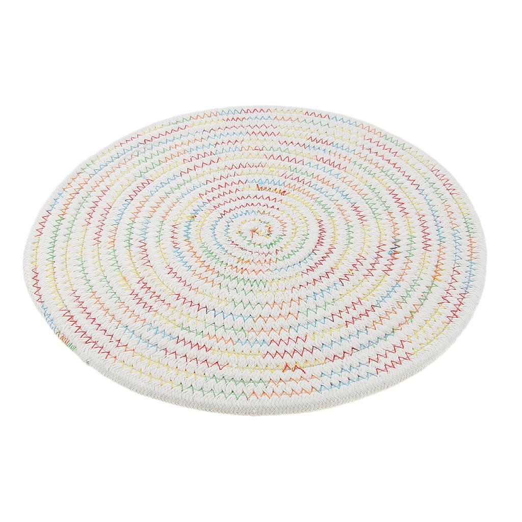 30cm Simple Round Cotton Braided Woven Table Placemat Mat Coaster, Washable