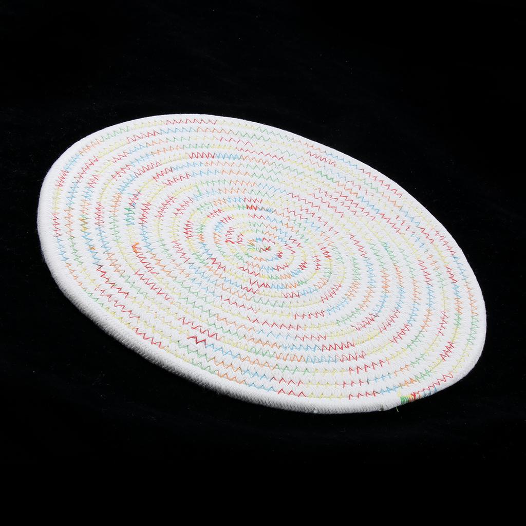 30cm Simple Round Cotton Braided Woven Table Placemat Mat Coaster, Washable