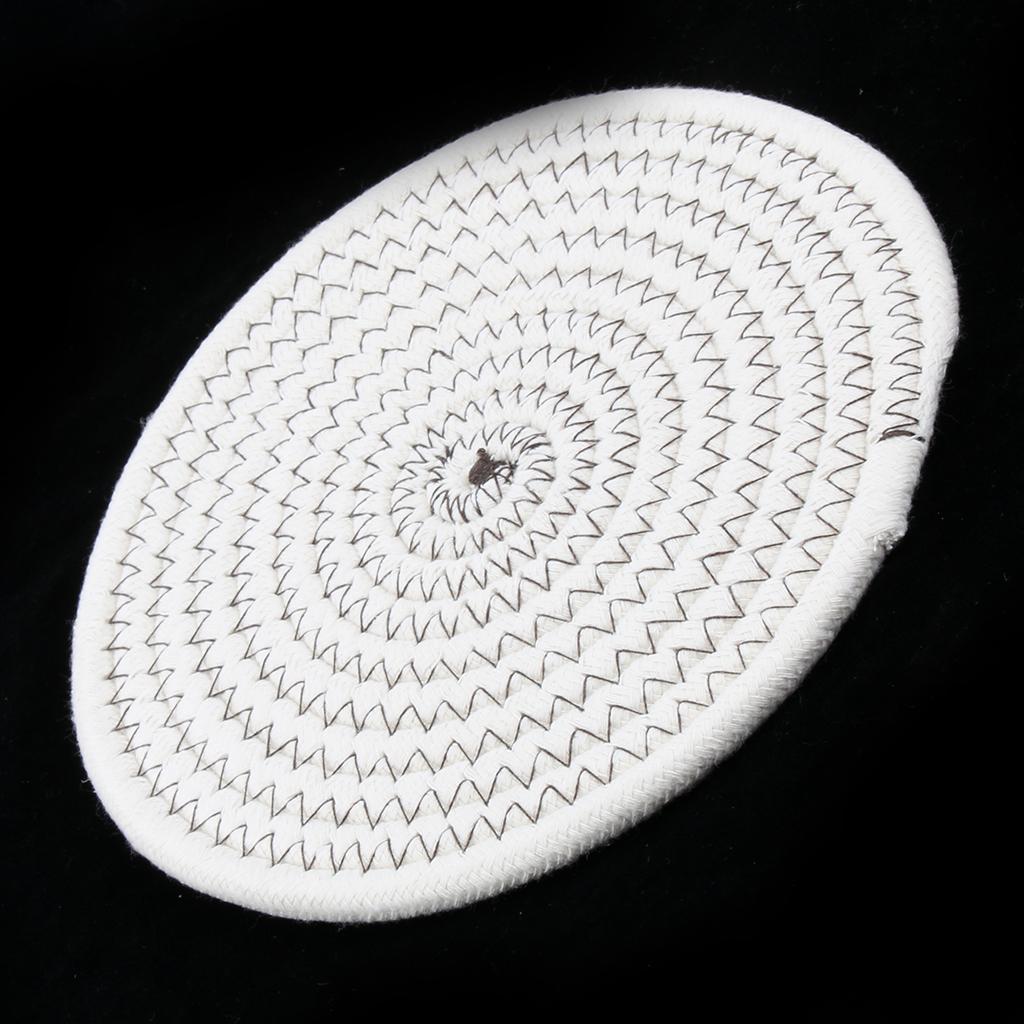 18cm Cotton Braided Round Table Placemat Thermal Insulation Mat Dark White