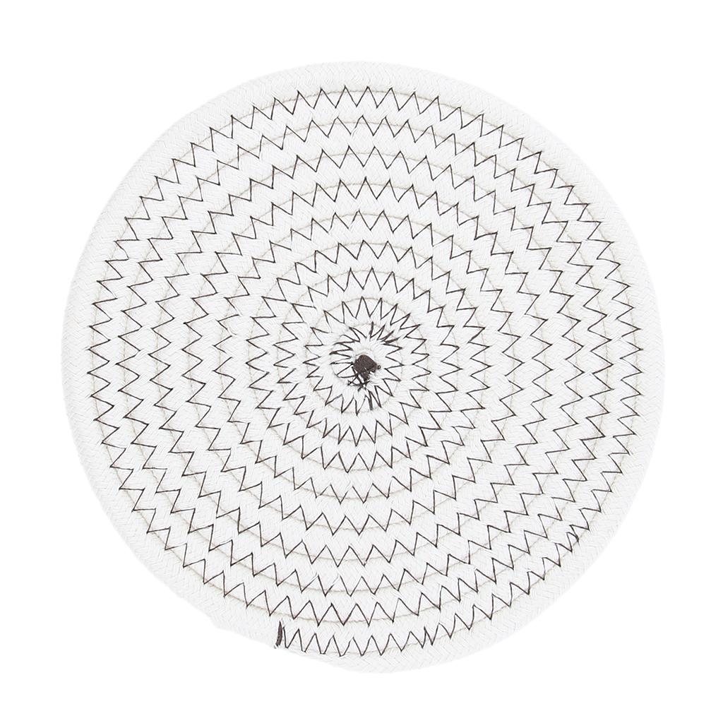 18cm Cotton Braided Round Table Placemat Thermal Insulation Mat Dark White