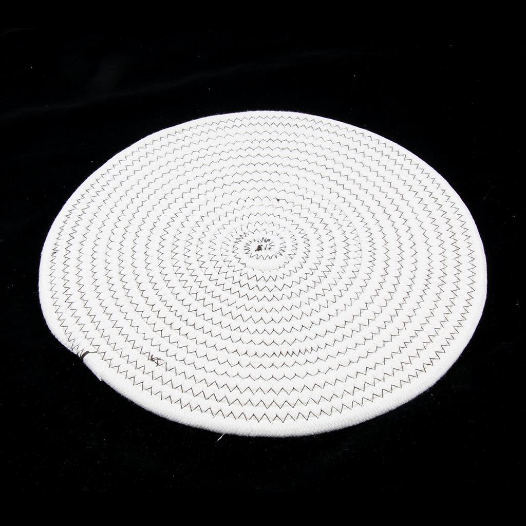 30cm Cotton Braided Round Table Placemat Thermal Insulation Mat Dark White