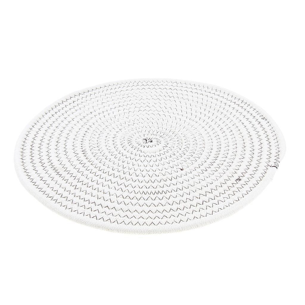 30cm Cotton Braided Round Table Placemat Thermal Insulation Mat Dark White