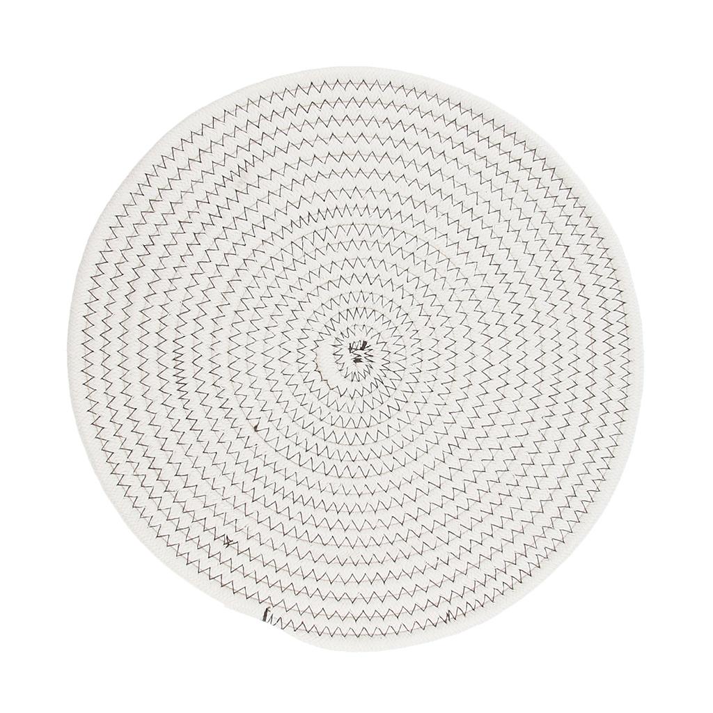 30cm Cotton Braided Round Table Placemat Thermal Insulation Mat Dark White