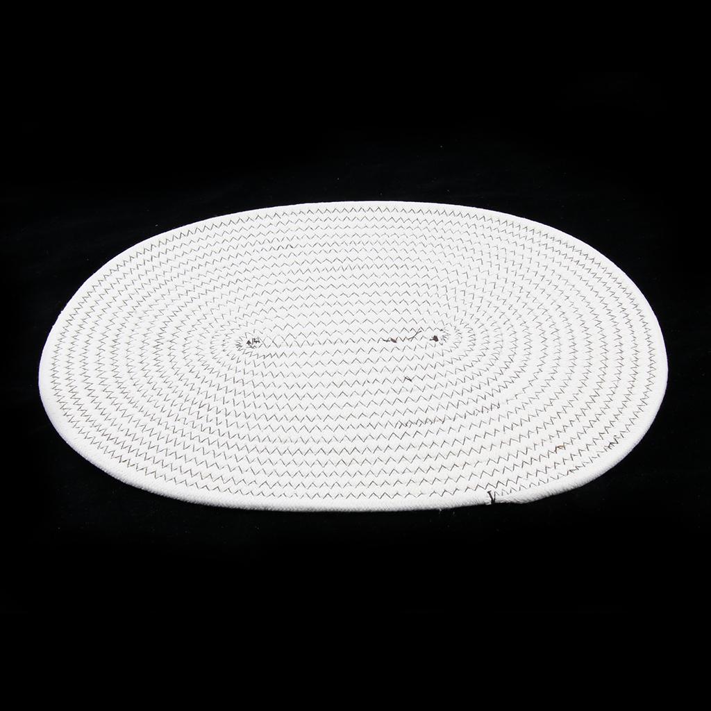 30*40cm Cotton Braided Round Table Placemat Thermal Insulation Mat White