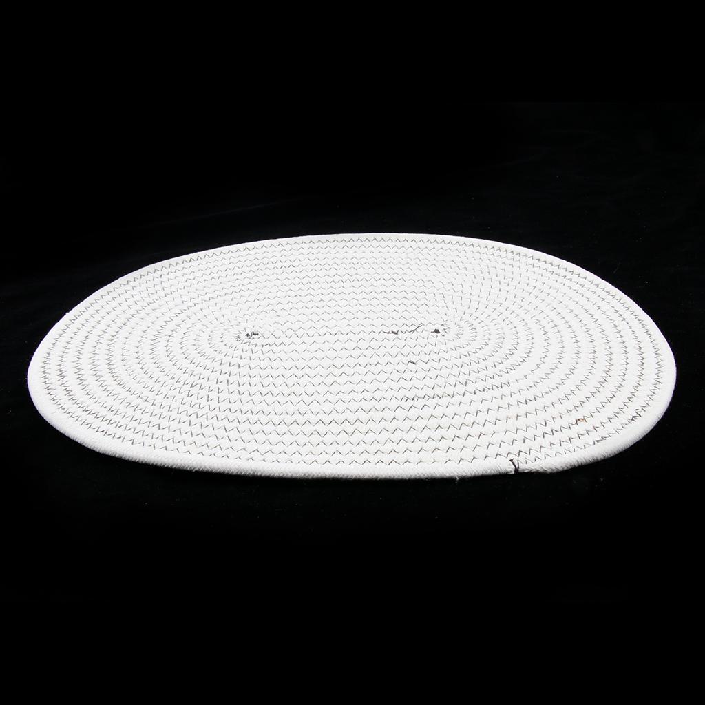 30*40cm Cotton Braided Round Table Placemat Thermal Insulation Mat White