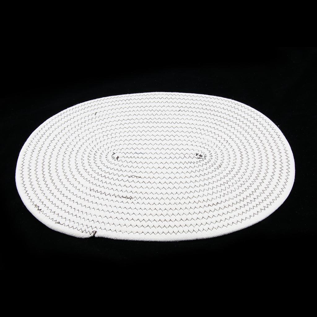 30*40cm Cotton Braided Round Table Placemat Thermal Insulation Mat White