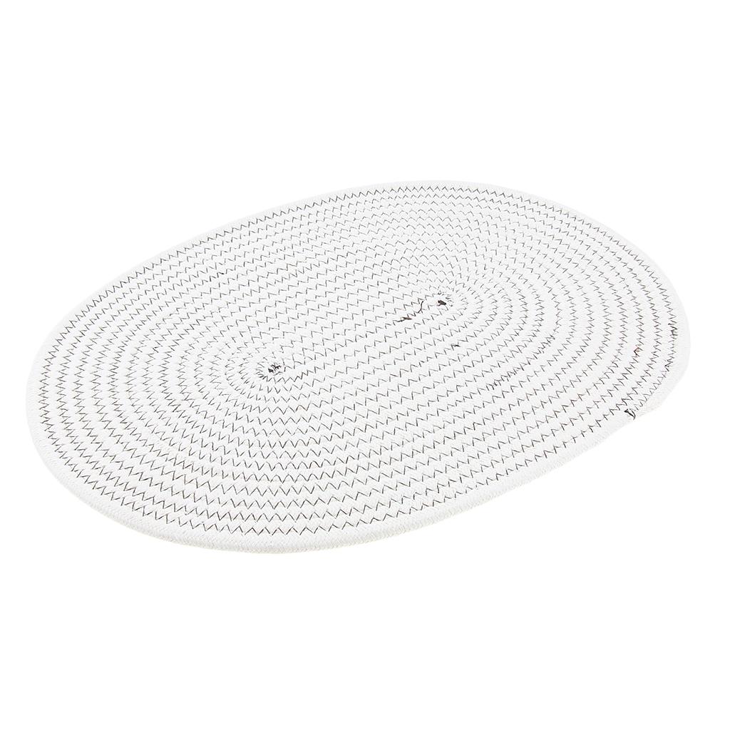 30*40cm Cotton Braided Round Table Placemat Thermal Insulation Mat White