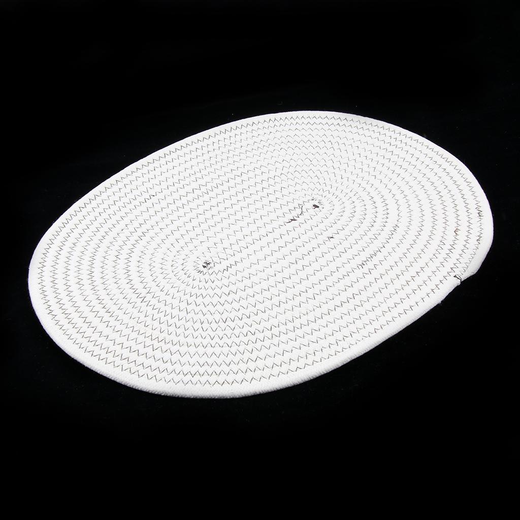 30*40cm Cotton Braided Round Table Placemat Thermal Insulation Mat White