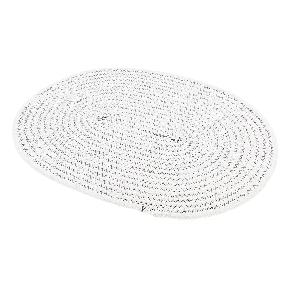 30*40cm Cotton Braided Round Table Placemat Thermal Insulation Mat White