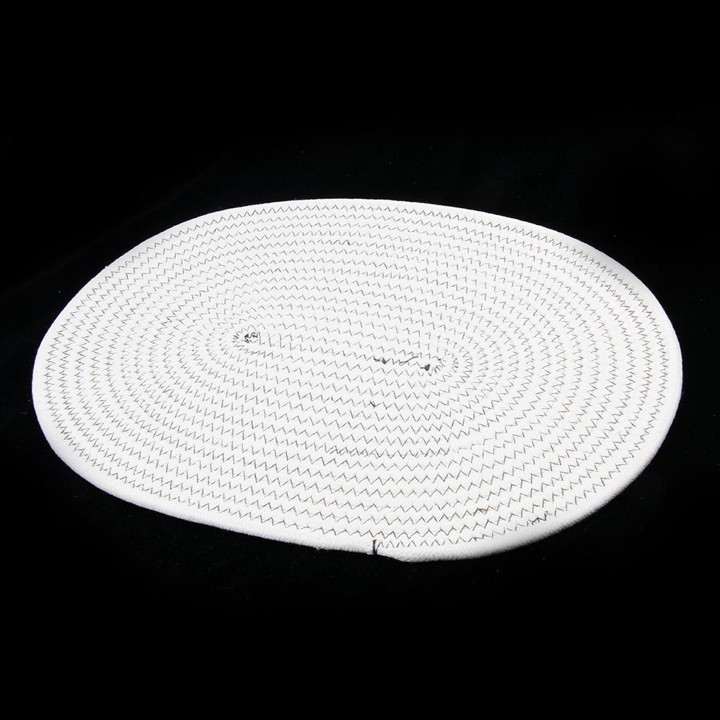 30*40cm Cotton Braided Round Table Placemat Thermal Insulation Mat White