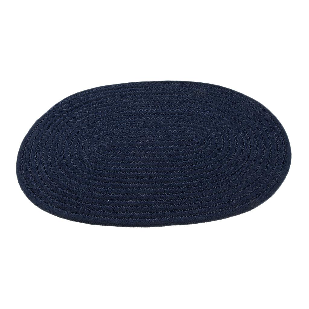 30*40cm Cotton Braided Round Table Placemat Thermal Insulation Mat Dark Blue