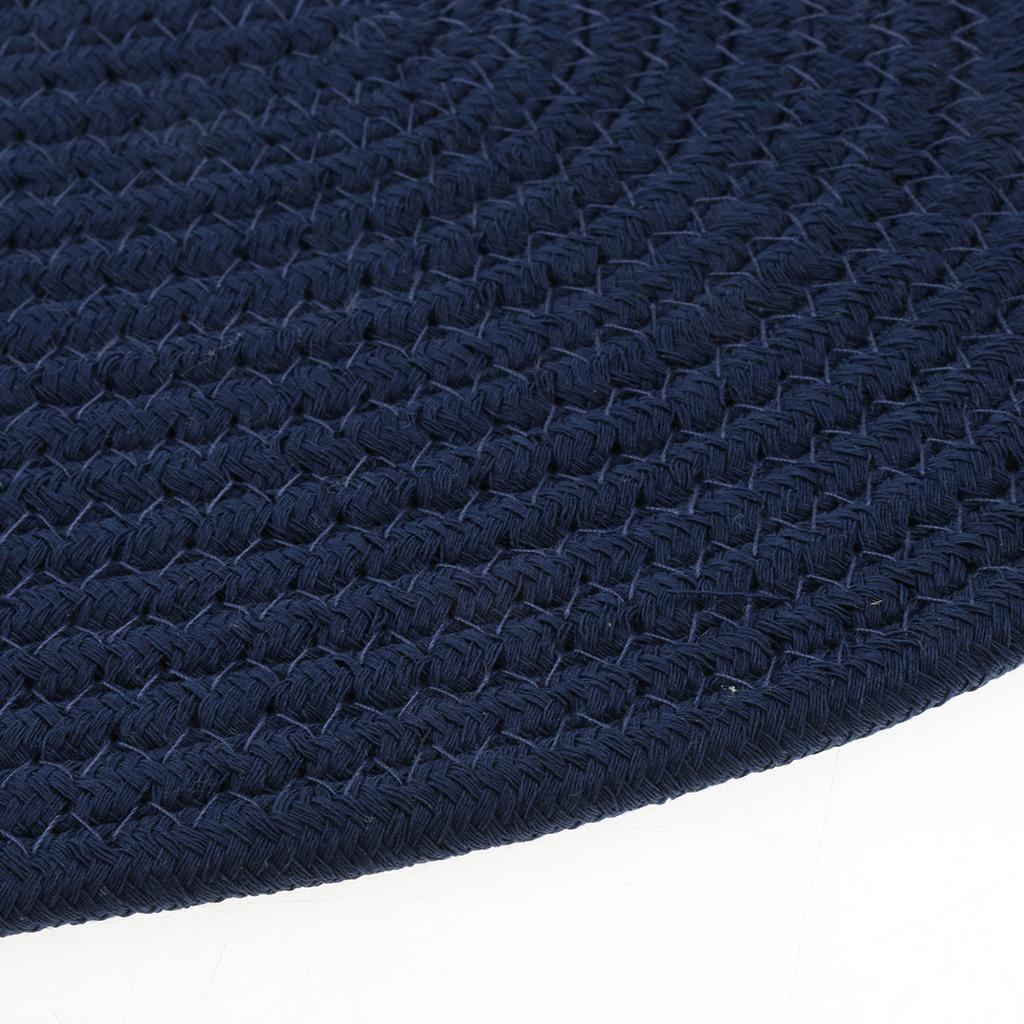 30*40cm Cotton Braided Round Table Placemat Thermal Insulation Mat Dark Blue