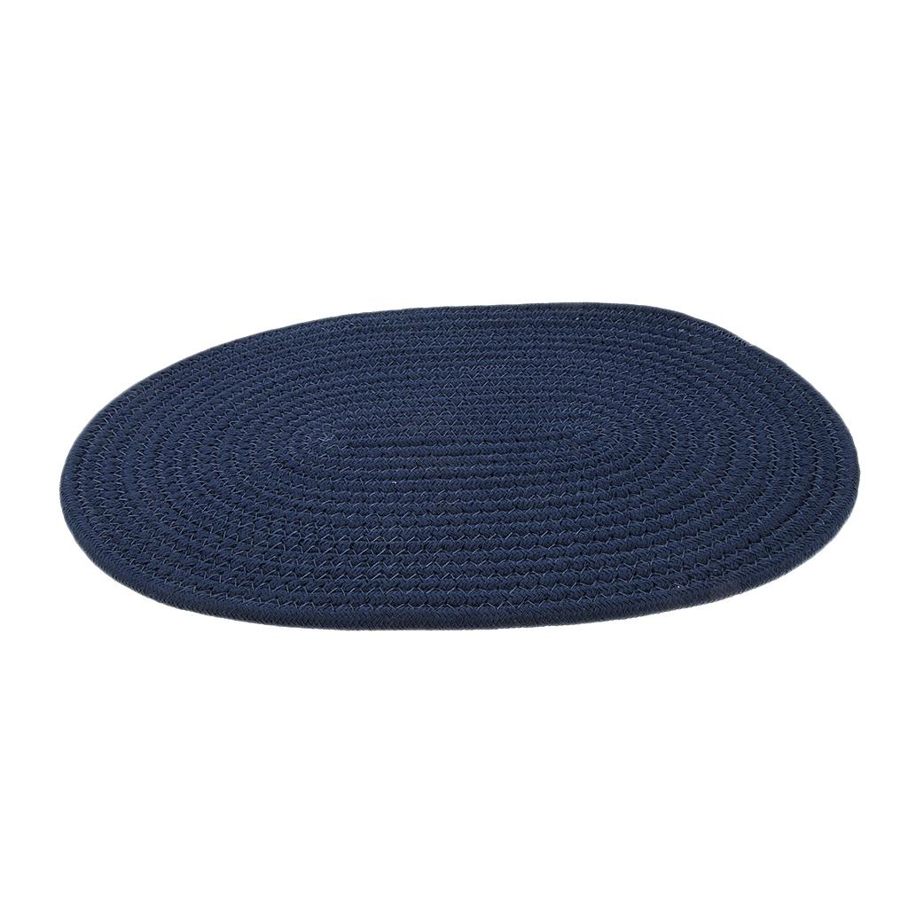 30*40cm Cotton Braided Round Table Placemat Thermal Insulation Mat Dark Blue