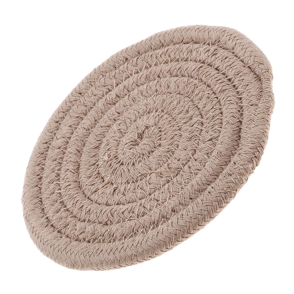 11cm Cotton Braided Round Table Placemat Heat Resistant Mat Beige