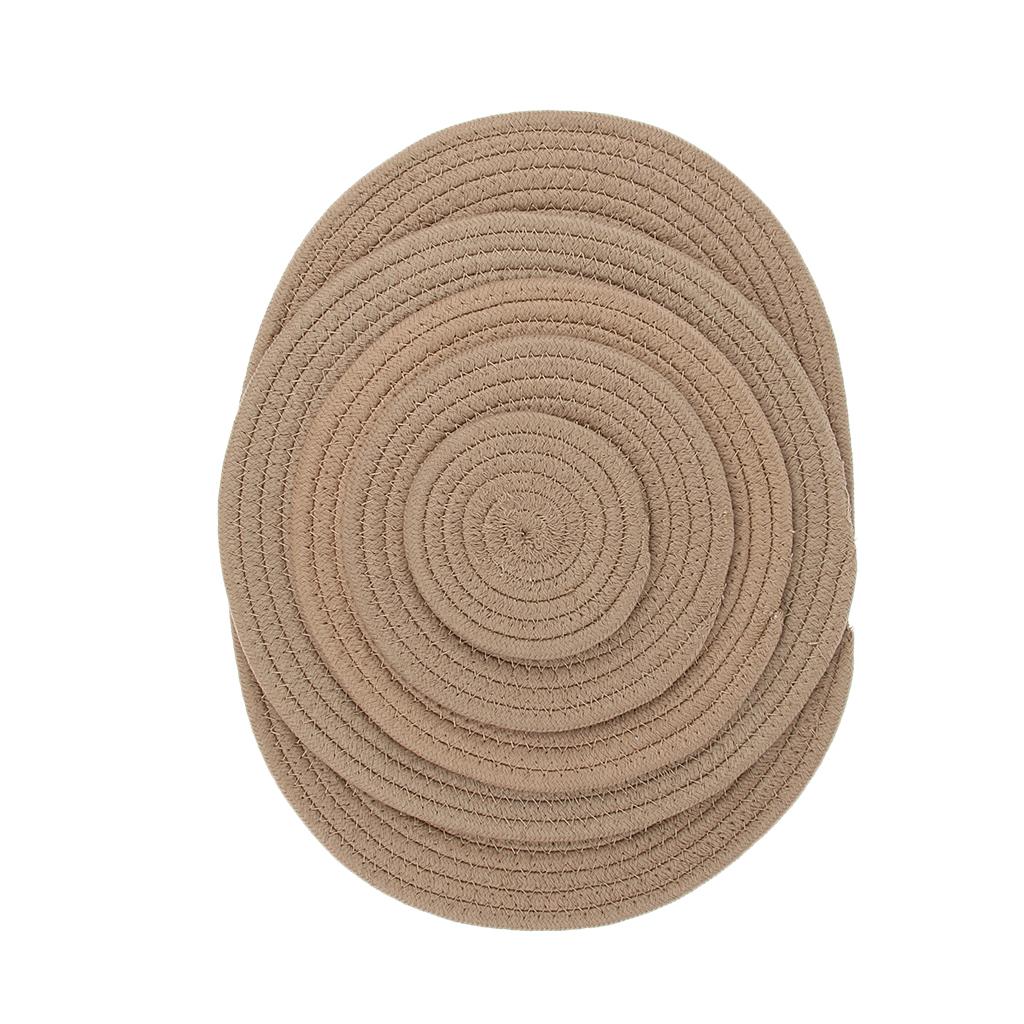 11cm Cotton Braided Round Table Placemat Heat Resistant Mat Beige